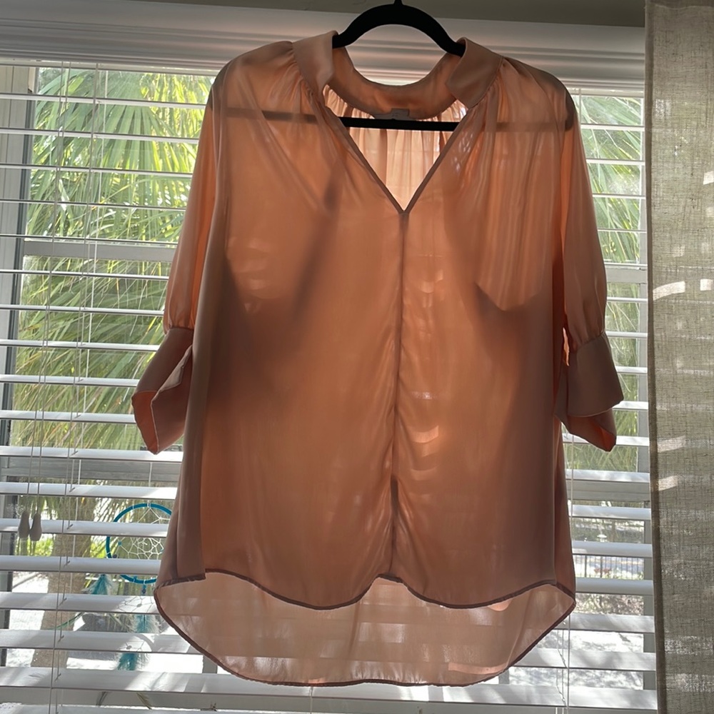 Salmon color mid sleeve blouse